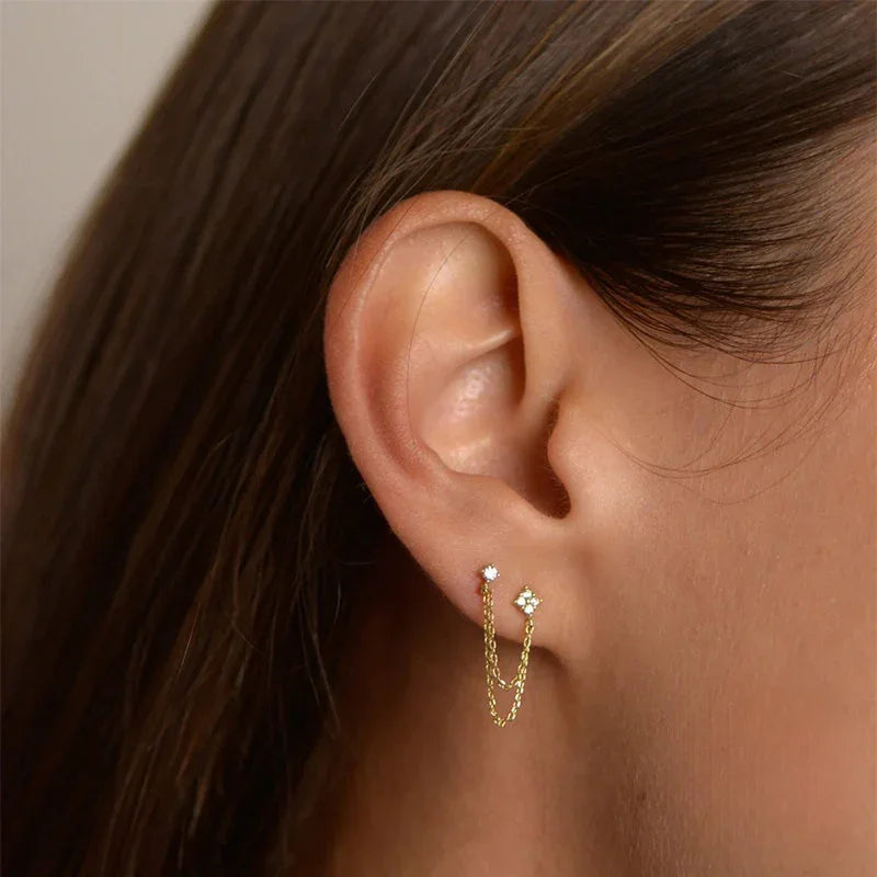 [Royal&Vicky]Kendall Diamond Chain Stud