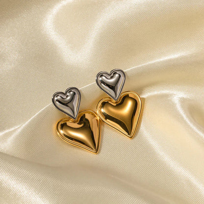 [Royal&Vicky]Zofia Two Tone Heart Earrings