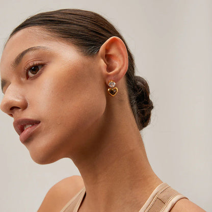 [Royal&Vicky]Emmeline Heart Gold Earrings