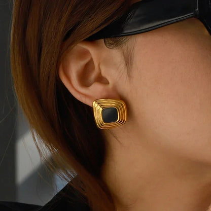 [Royal&Vicky]Sylvie Geometric Gold Earrings