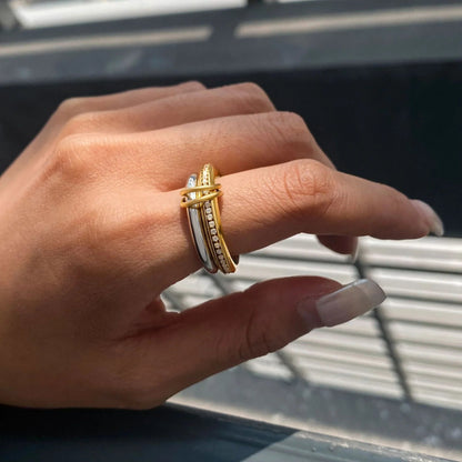 [Royal&Vicky]Claire Two Tone Ring Stack