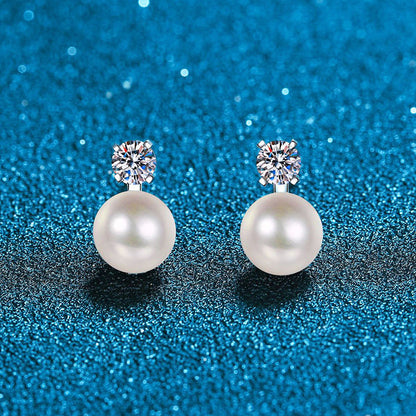 [Leaves]ELEGANT NATURAL PEARL & MOISSANITE DROP EARRINGS