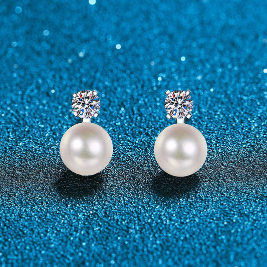 [Leaves]ELEGANT NATURAL PEARL & MOISSANITE DROP EARRINGS