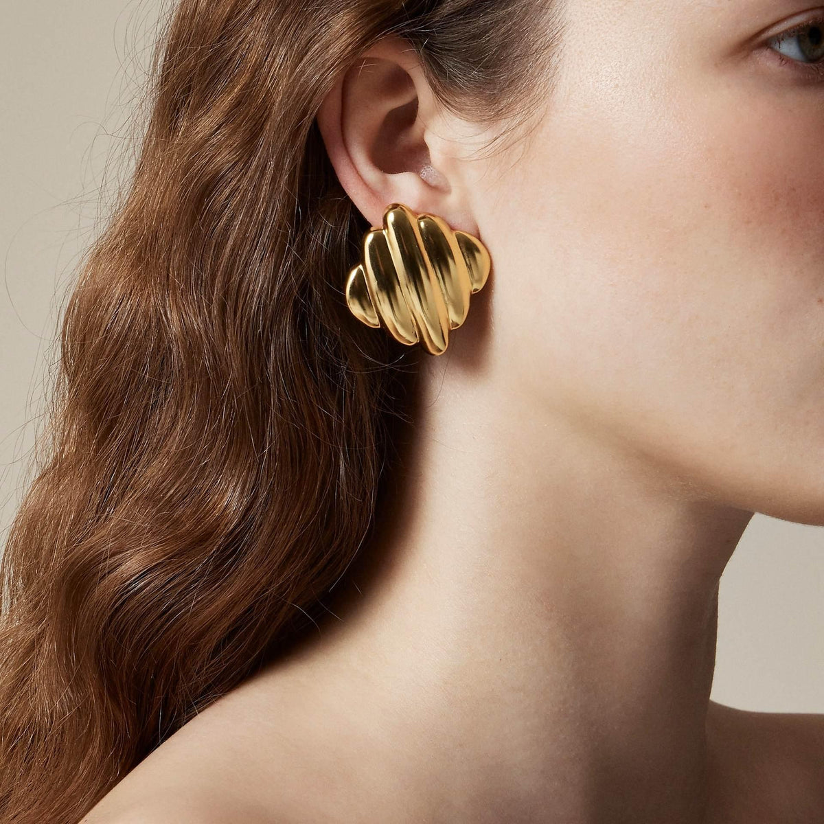 [Royal&Vicky]Maxine Rippled Gold Earrings