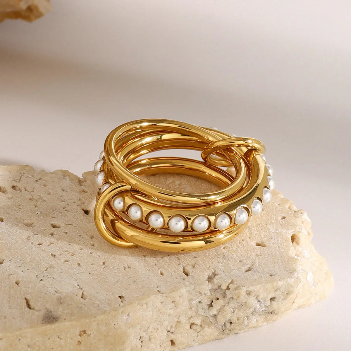 [Royal&Vicky]Mikayla Stacked Freshwater Pearl Ring