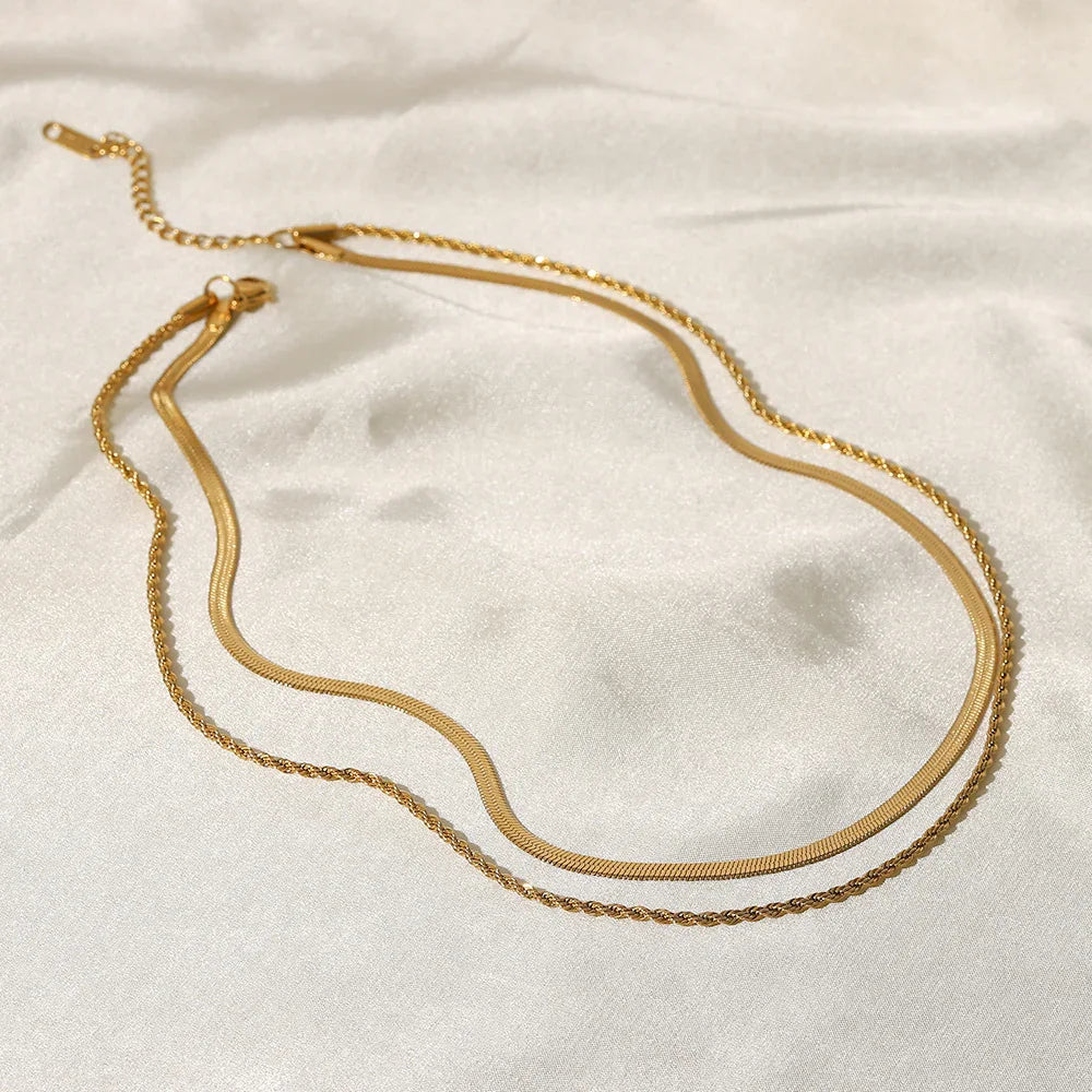 [Royal&Vicky]Hailey Layered Gold Chain Necklace