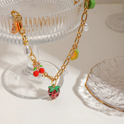 [Royal&Vicky]Michelle Fruit Charm Gold Necklace