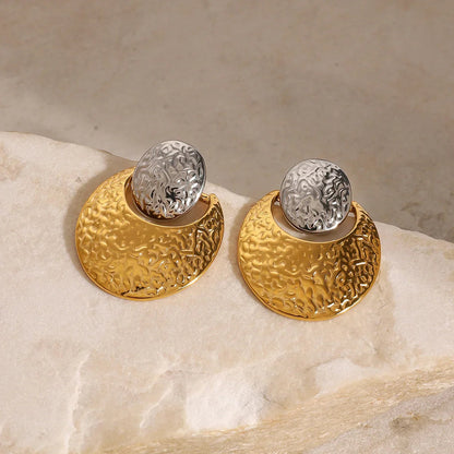 [Royal&Vicky]Shelly Two Tone Crescent Earrings