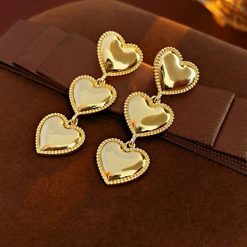 [Royal&Vicky]Aimee Gold Heart Earrings