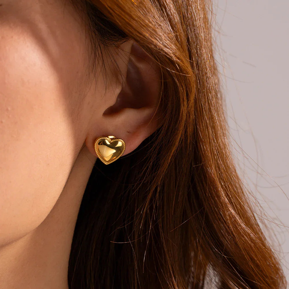 [Royal&Vicky]Ruth Heart Gold Earrings