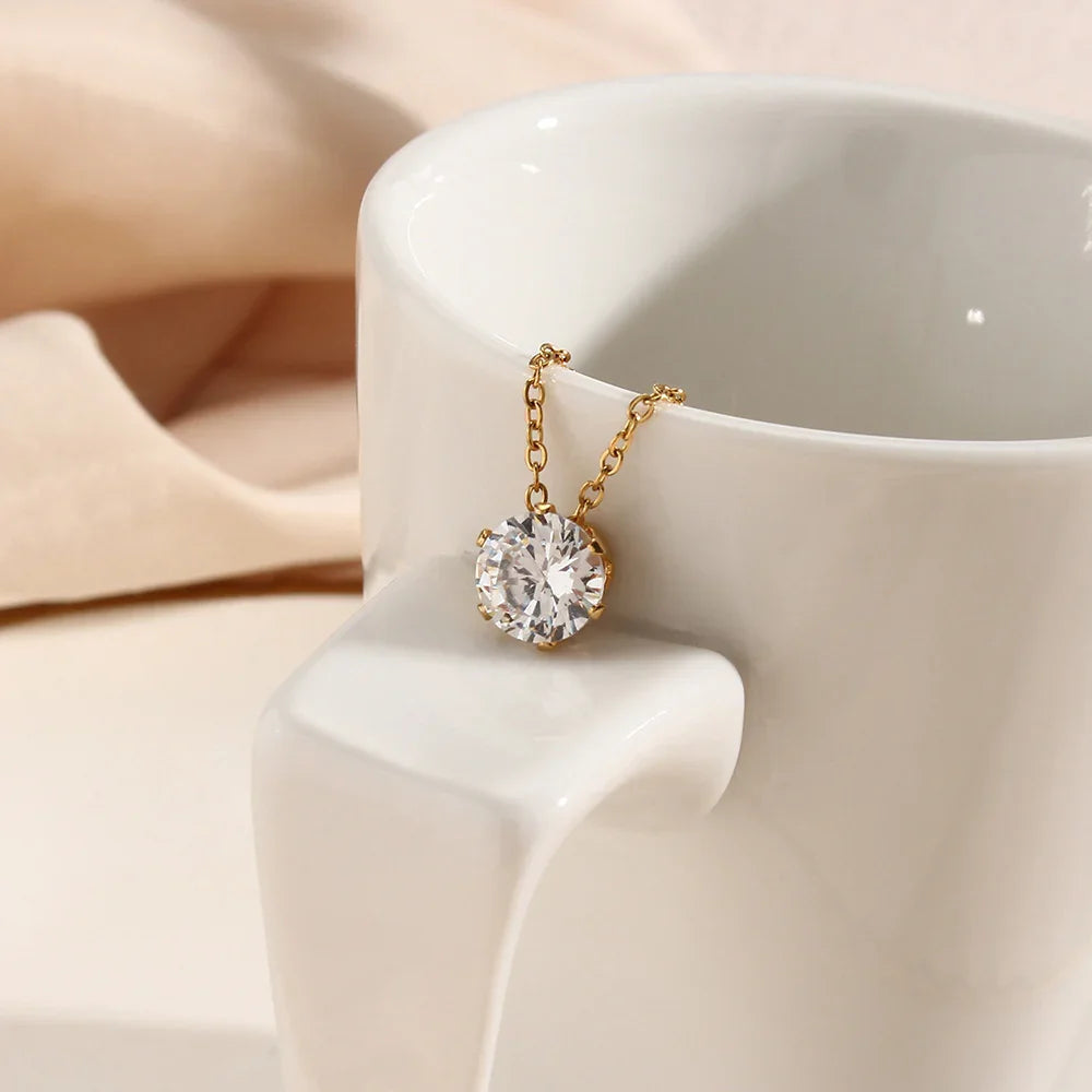 [Royal&Vicky]Kyla Solitaire Gold Necklace
