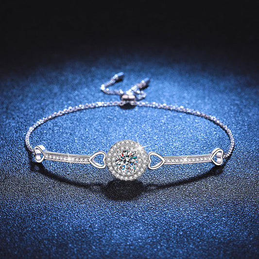 [Leaves]INTERLOCKING HEART & CIRCLE MOISSANITE BRACELET