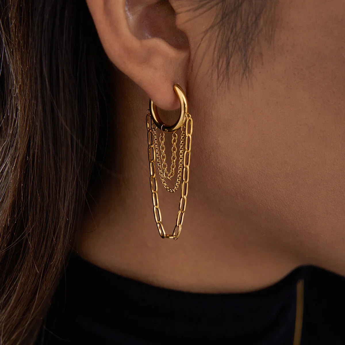[Royal&Vicky]Alaina Link Chain Hoops
