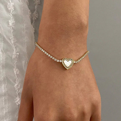 [Royal&Vicky]Cameron Diamond Heart Tennis Bracelet