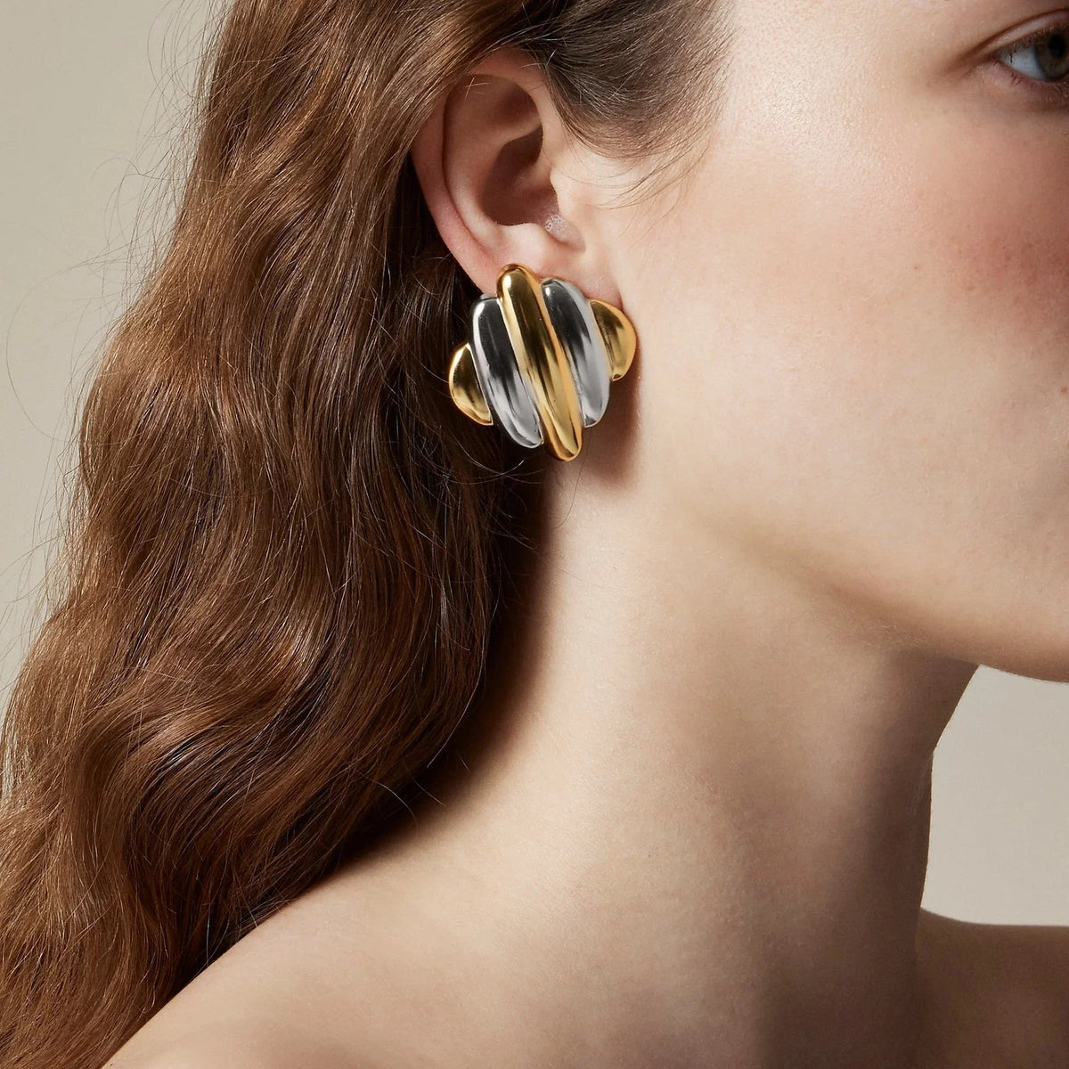 [Royal&Vicky]Maxine Rippled Gold Earrings