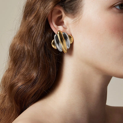 [Royal&Vicky]Maxine Rippled Gold Earrings