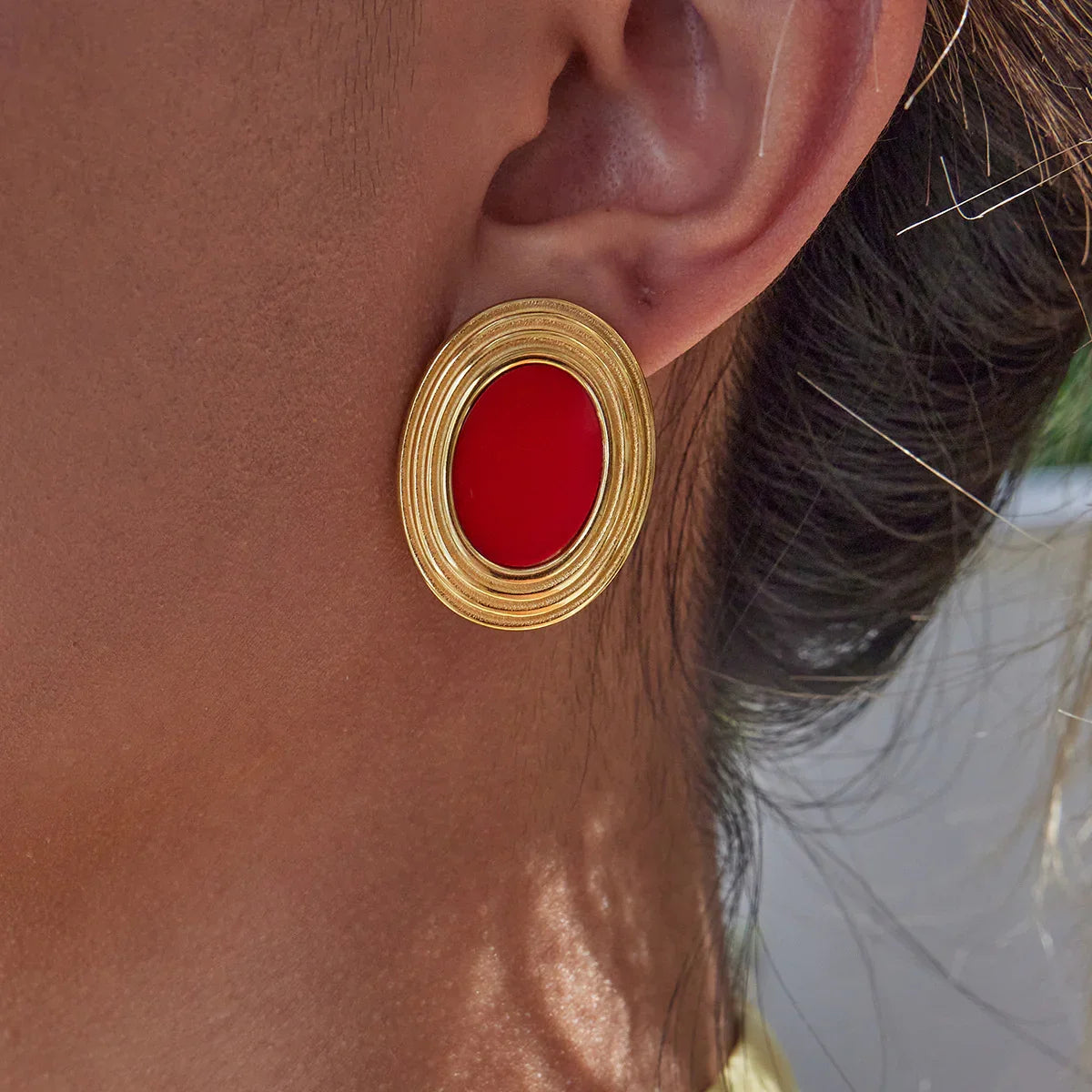 [Royal&Vicky]Ruthie Gold Enamel Earrings