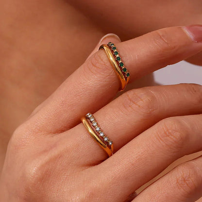 [Royal&Vicky]Adeline Diamond Simulant Gold Ring