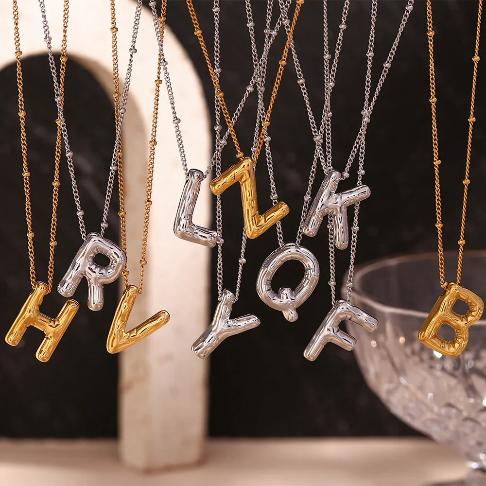 [Royal&Vicky]Balloon Gold Initial Necklace