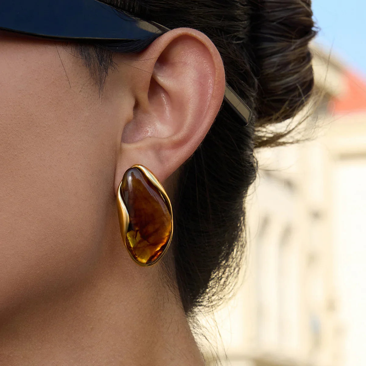 [Royal&Vicky]Amelise Polished Gemstone Earrings