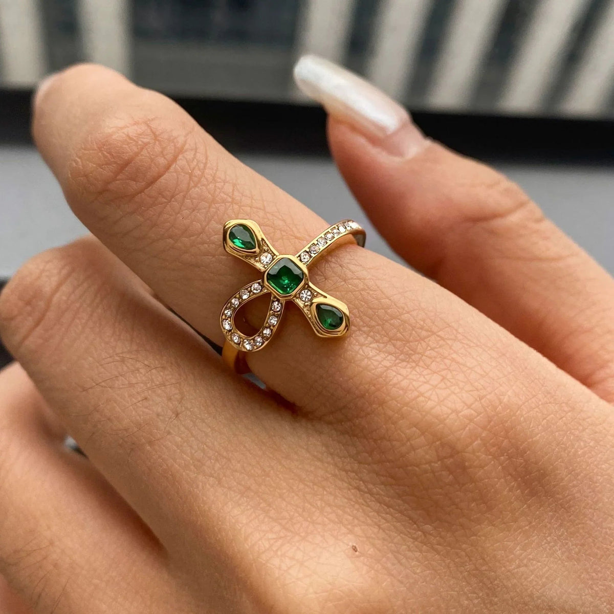 [Royal&Vicky]Joy Diamond Knot Gold Ring