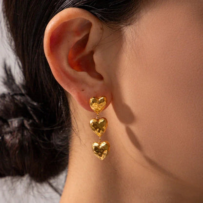 [Royal&Vicky]Heather Heart Gold Earrings