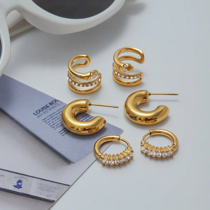 [Royal&Vicky]Orielle Staple Gold Earrings Bundle