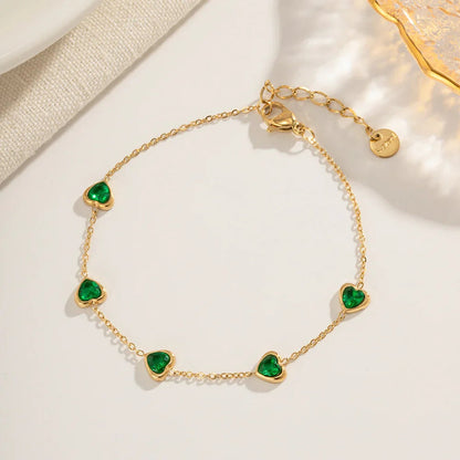 [Royal&Vicky]Francia Green Heart Bracelet