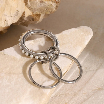 [Royal&Vicky]Mikayla Stacked Freshwater Pearl Ring