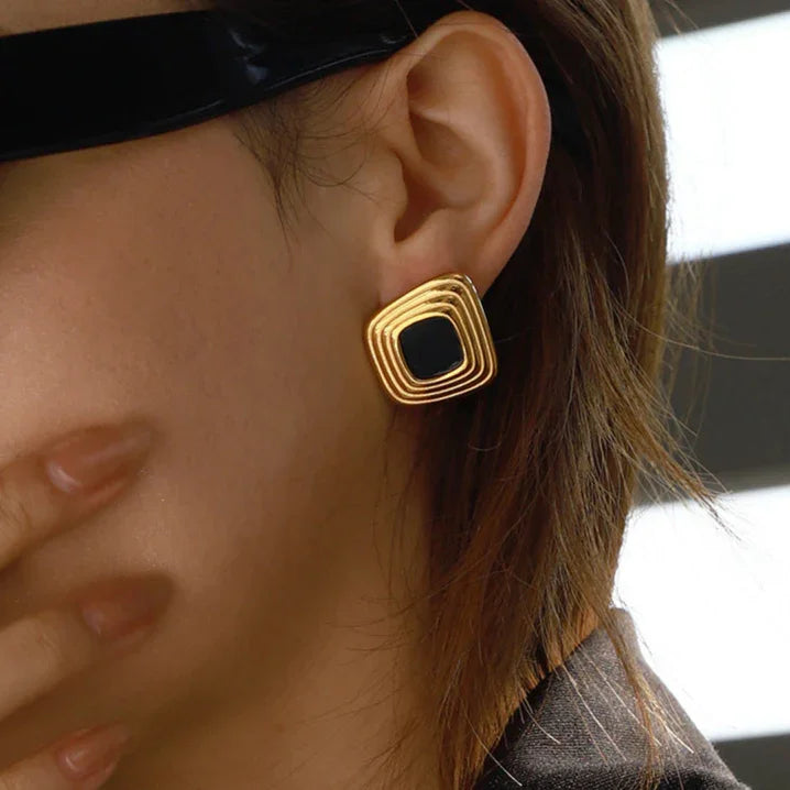 [Royal&Vicky]Sylvie Geometric Gold Earrings