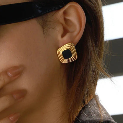 [Royal&Vicky]Sylvie Geometric Gold Earrings