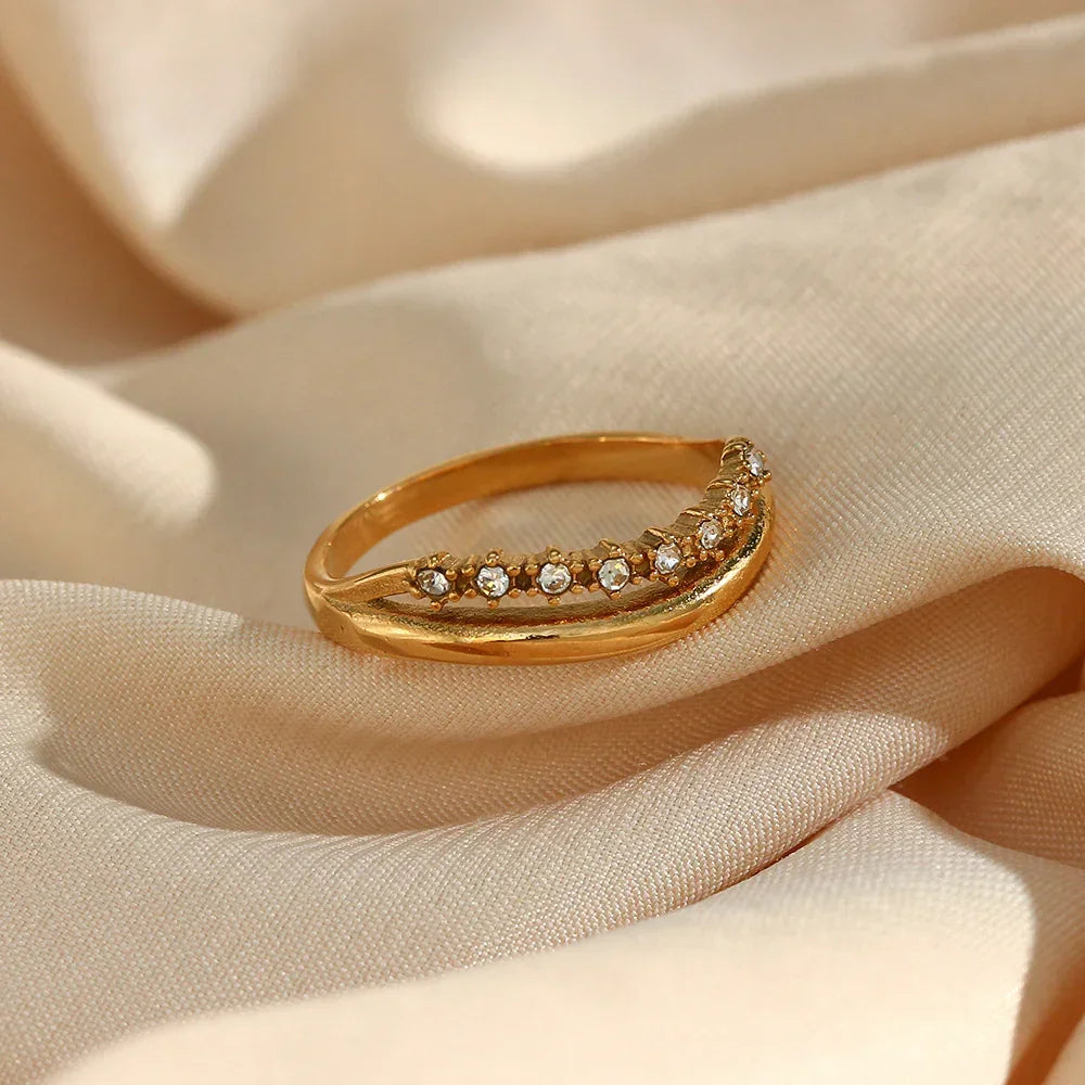 [Royal&Vicky]Adeline Diamond Simulant Gold Ring