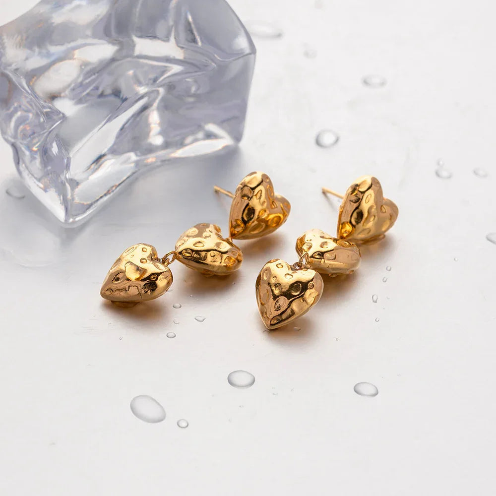 [Royal&Vicky]Heather Heart Gold Earrings