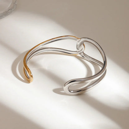 [Royal&Vicky]Noria Two Tone Gold Bangle