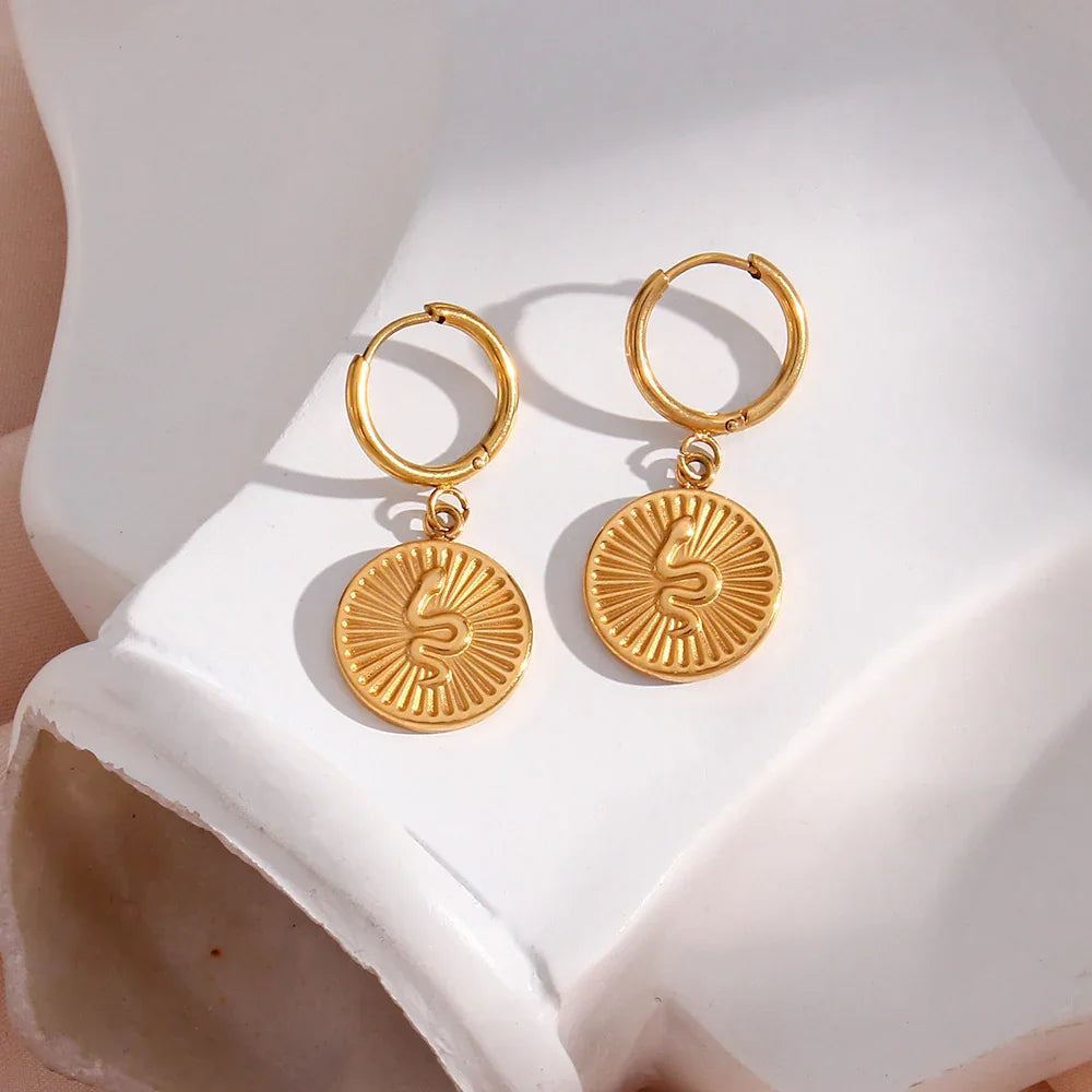 [Royal&Vicky]Eliana Serpent Coin Earrings
