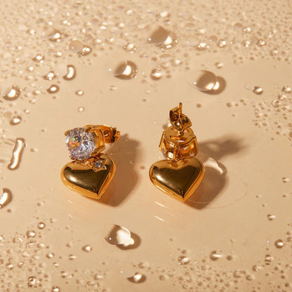 [Royal&Vicky]Emmeline Heart Gold Earrings