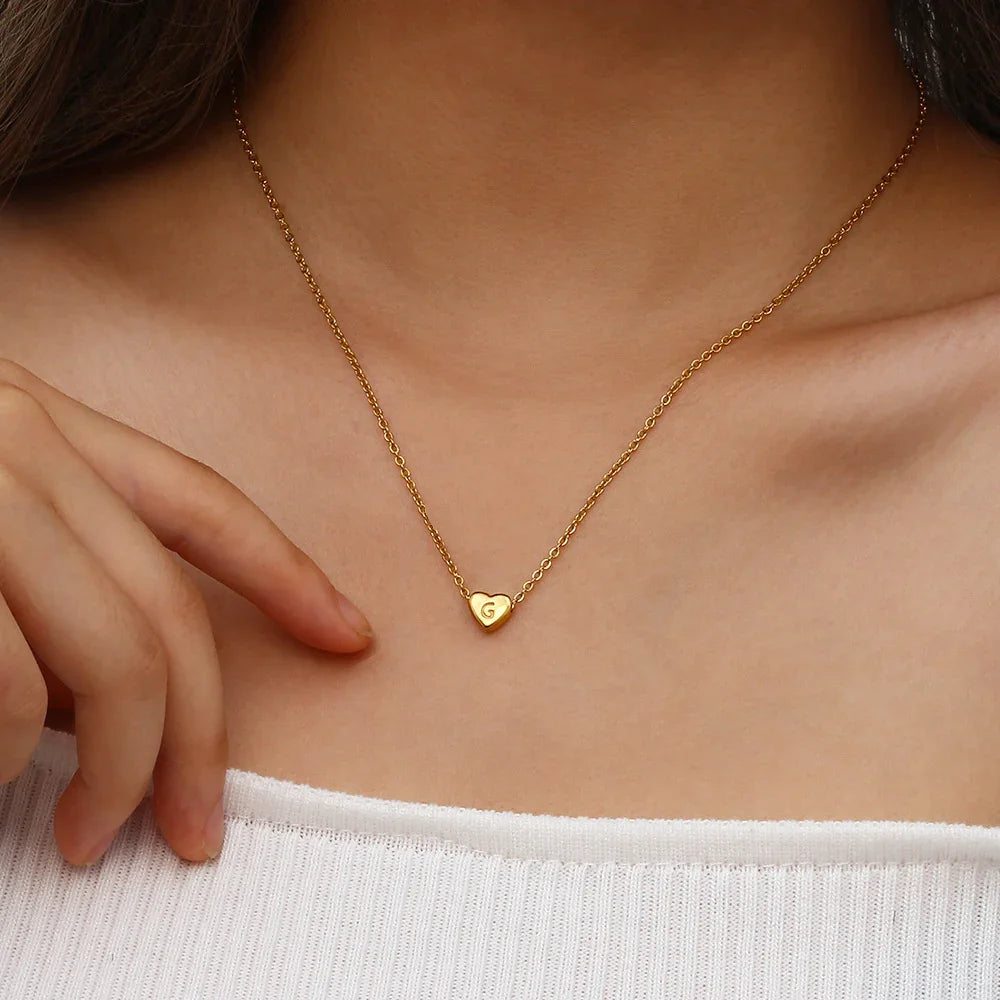 [Royal&Vicky]Heart Initial Gold Necklace
