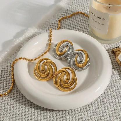 [Royal&Vicky]Janice Triple Spiral Gold Earrings