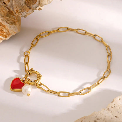 [Royal&Vicky]Nerissa Perlenarmband mit Herzkette