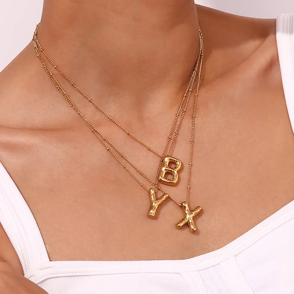 [Royal&Vicky]Balloon Gold Initial Necklace