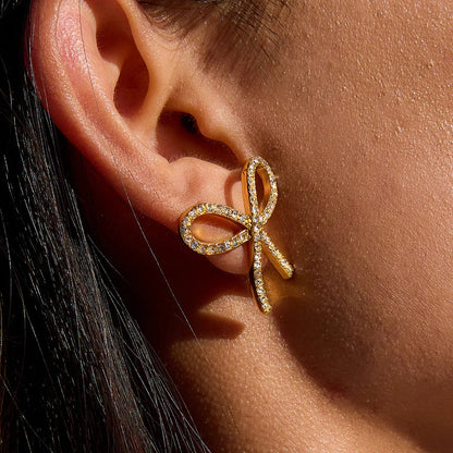 [Royal&Vicky]Dannah Diamond Bow Tie Earrings