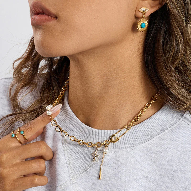 [Royal&Vicky]Zeraphine Diamond Pearl Gold Necklace