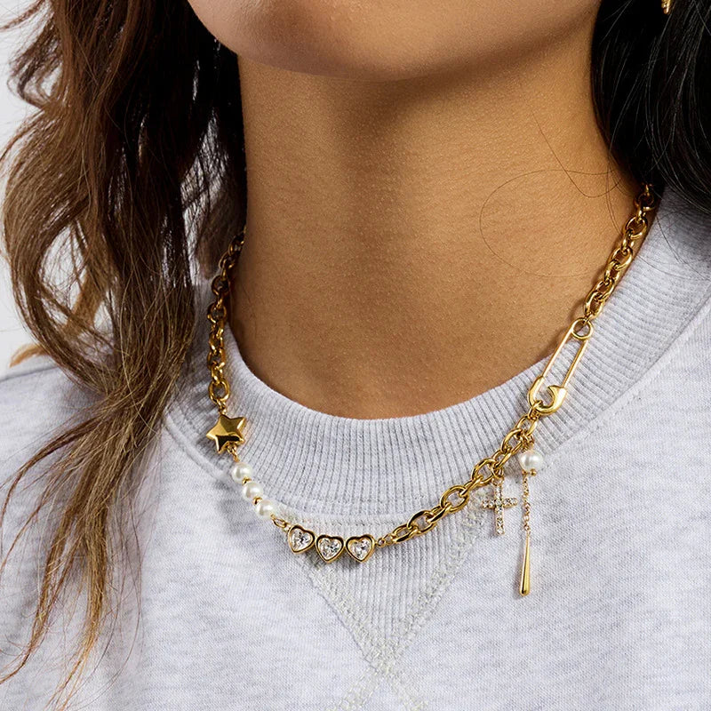 [Royal&Vicky]Zeraphine Diamond Pearl Gold Necklace