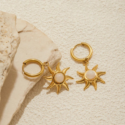 [Royal&Vicky]Helia Sun-shaped Moonstone Earrings