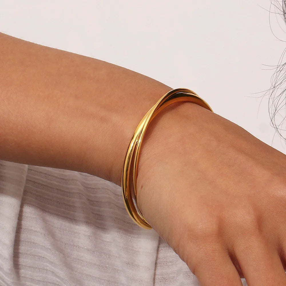 [Royal&Vicky]Rianne Layered Gold Bangle
