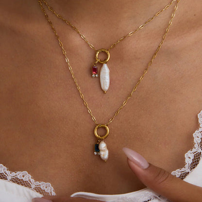 [Royal&Vicky]Caitlin Birthstone Pearl Necklace