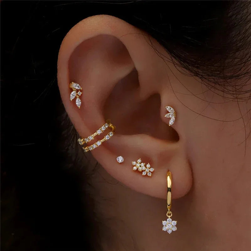 [Royal&Vicky]Trio Flat Back Diamond Stud