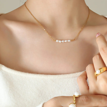 [Royal&Vicky]Fleur Freshwater Pearl Gold Necklace