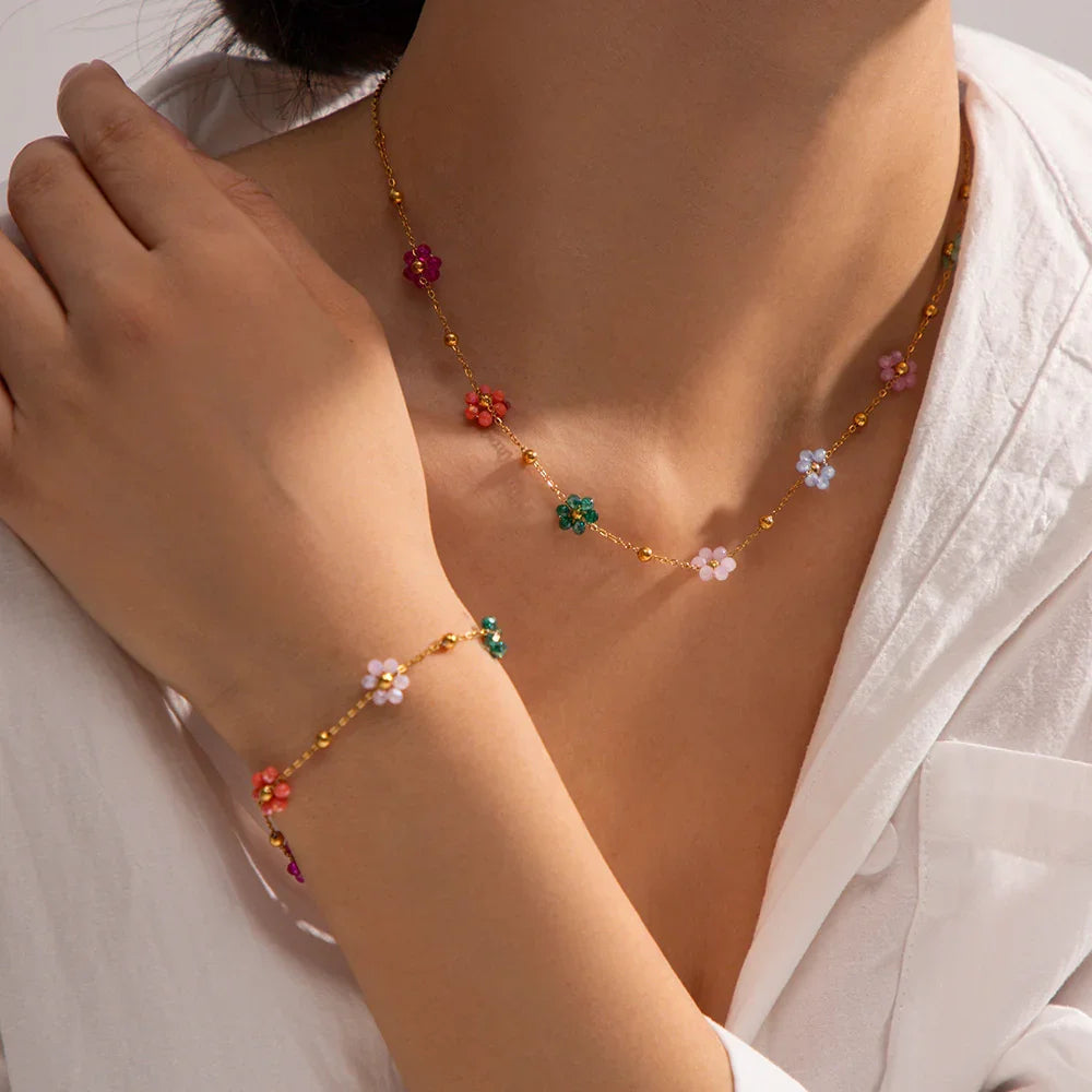 [Royal&Vicky]Azalea Floral Gold Necklace