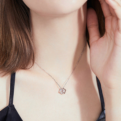 [Leaves]GEOMETRIC SUGAR-CUBE MOISSANITE NECKLACE